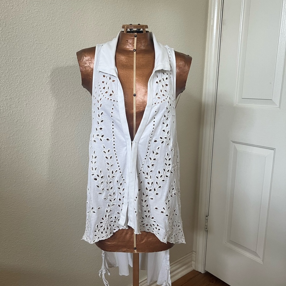 Elegant White Eyelet Women's Vest Top
